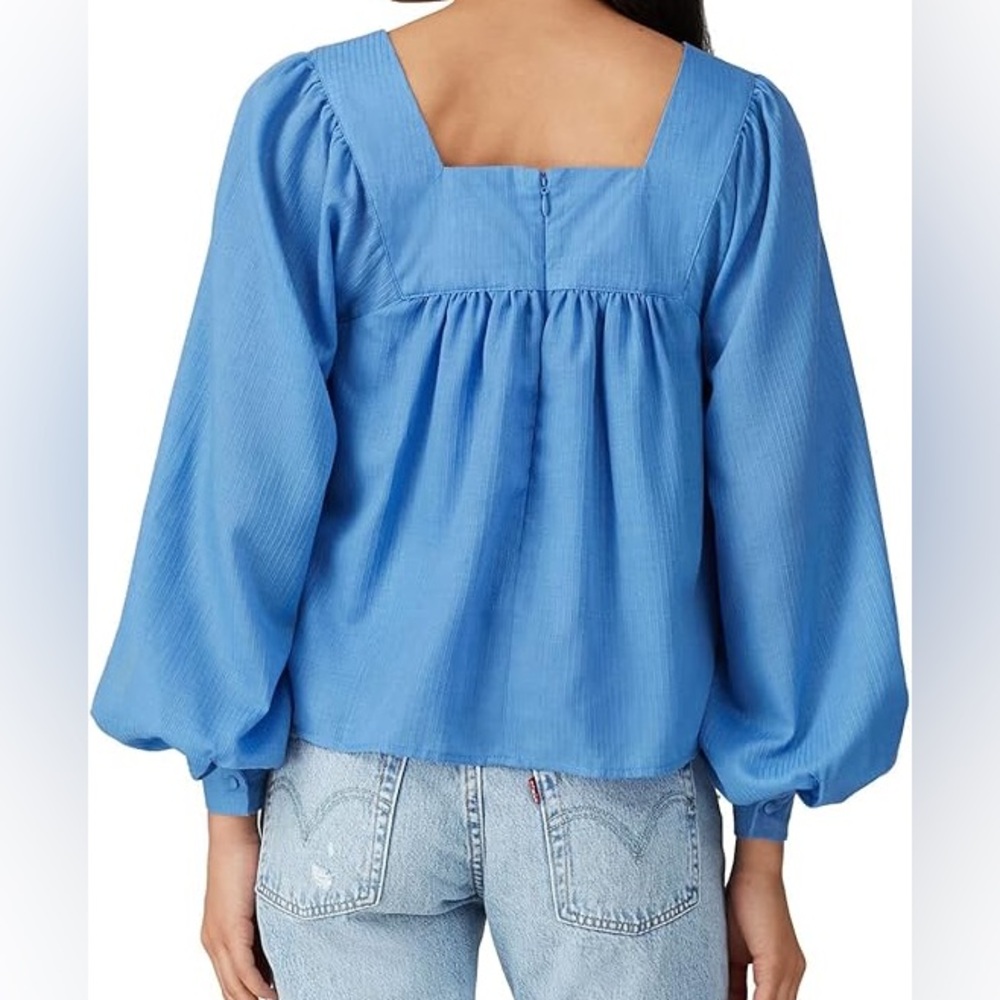 Sweet Baby Jamie Blue Square Neck Lantern Sleeve Blouse 102008A01 XL - Picture 2 of 6